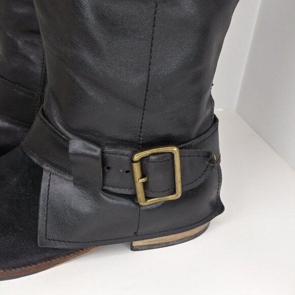 Gidigio Moto Riding Boot Black Leather Suede Buckle Handmade Italian Luxe EU 40 - Picture 4 of 7